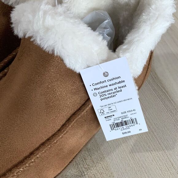 NWT!! Chestnut/Tan Slip on Fur Trimmed Faux Suede Booties Size XS (5-6) - Picture 3 of 6